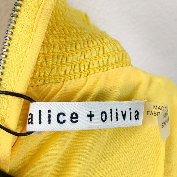 NWT  Alice + Olivia Karena Smock Neck Long Balloon Sleeve Mini Dress Size P - Picture 7 of 9